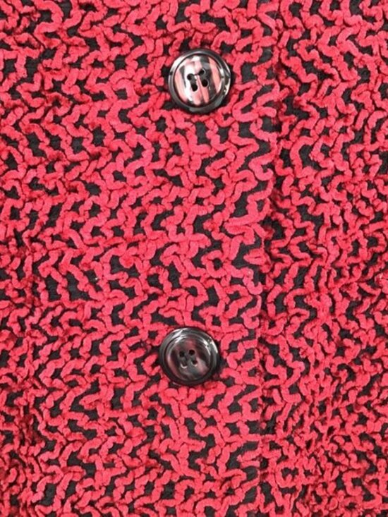 Vintage 1990s Red Chenille Blazer Women's 2X V-Neck Long Sleeve Made in the USA - Picture 8 of 9